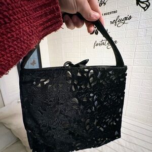 Victoria's Secret Black Floral Cutout Clutch